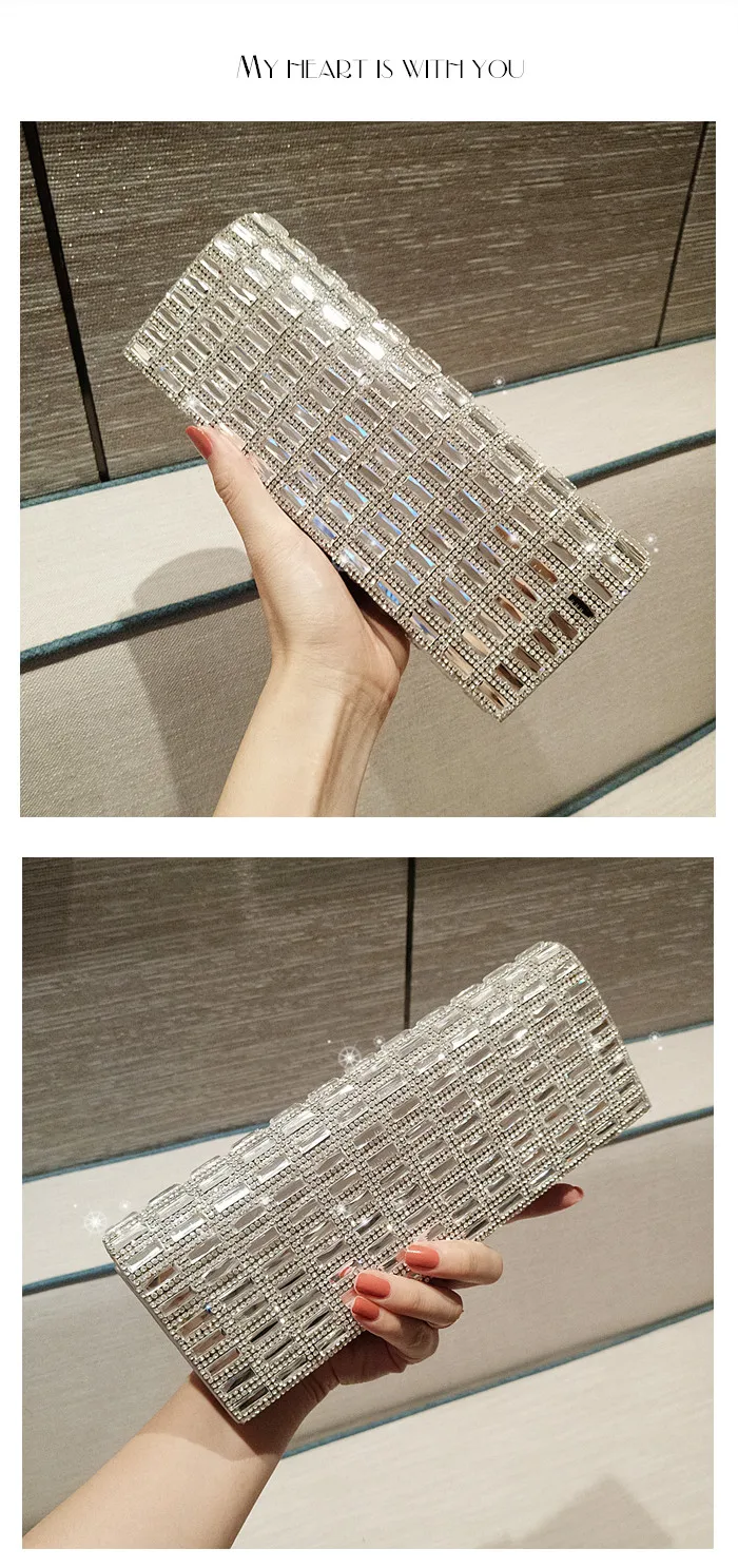 Silver Clutch Bag Women Party Shoulder Bag