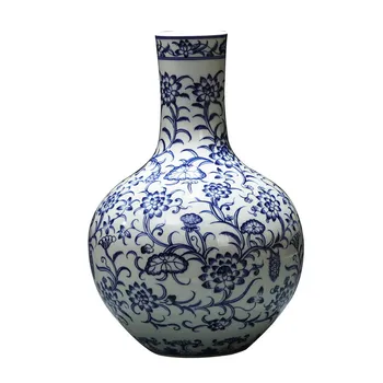 

JINGDEZHEN CERAMICS UNDERGLAZE HAND PAINTED BLUE AND WHITE PORCELAIN VASE CELESTIAL VASE CHINESE-STYLE HOME DECORATION LIVING RO