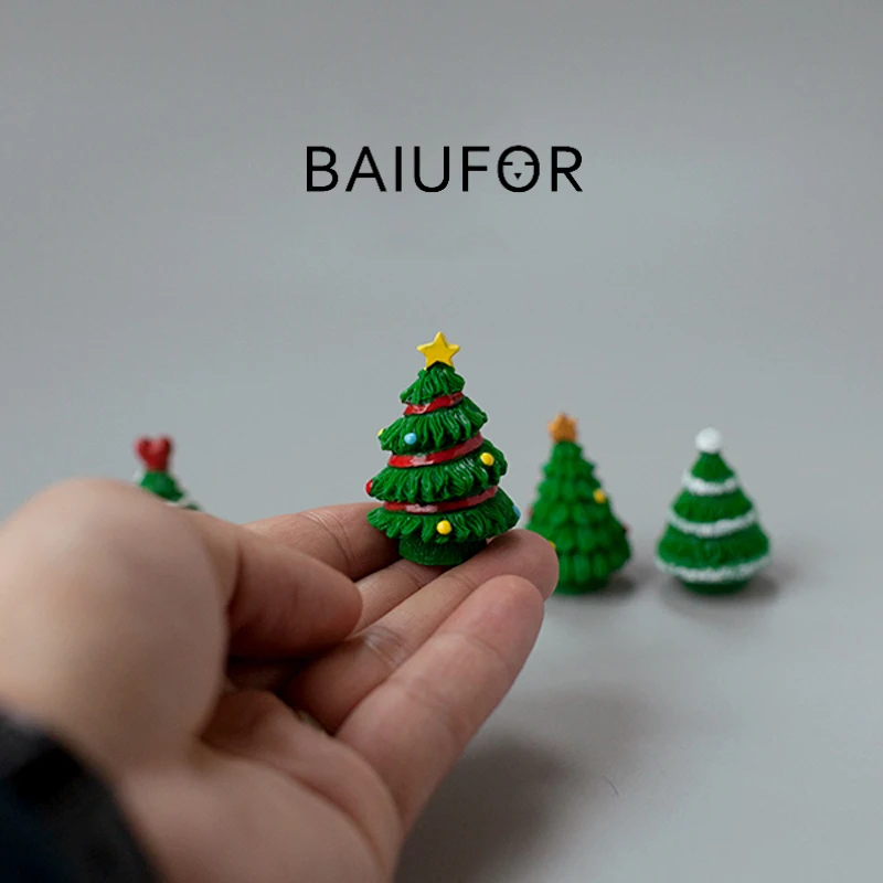 BAIUFOR Рождественская миниатюрная цветная Рождественская елка статуэтки для террариума Феи садовый декор Снежная модель поверхности