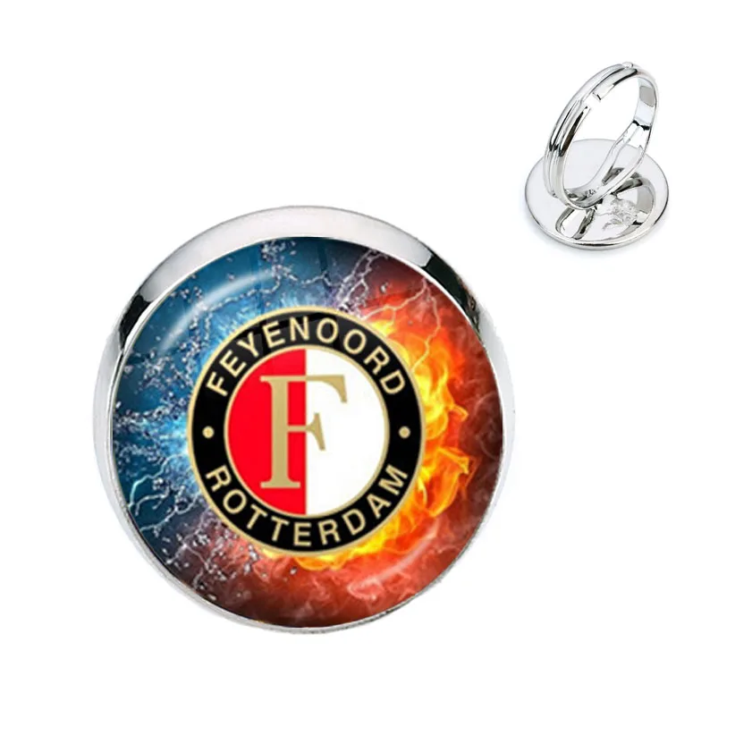Стеклянное кольцо Feyenoord для футбольной лиги 16 мм с логотипом лиги|Кольца| |