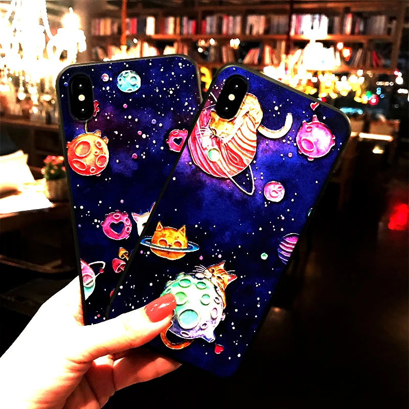 

for Huawei Honor play 7c 7x 8 10 lite 9 9i 9x 20 pro v9 v10 v20 20 20i silicone frosted 3D Embossed carvings Painted phone case