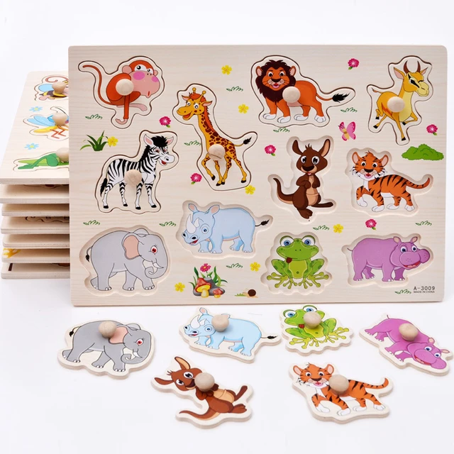 Melhor venda quente 24 pçs quebra-cabeça de madeira montessori placa  pré-escolar fácil puzzle board brinquedo meninas meninos presente  brinquedos educativos - AliExpress