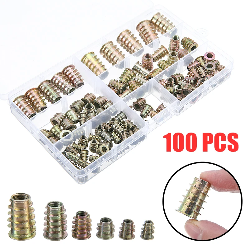 100pcs Zinc Alloy Furniture Hex Socket Screw Inserts Hex Drive Inserts