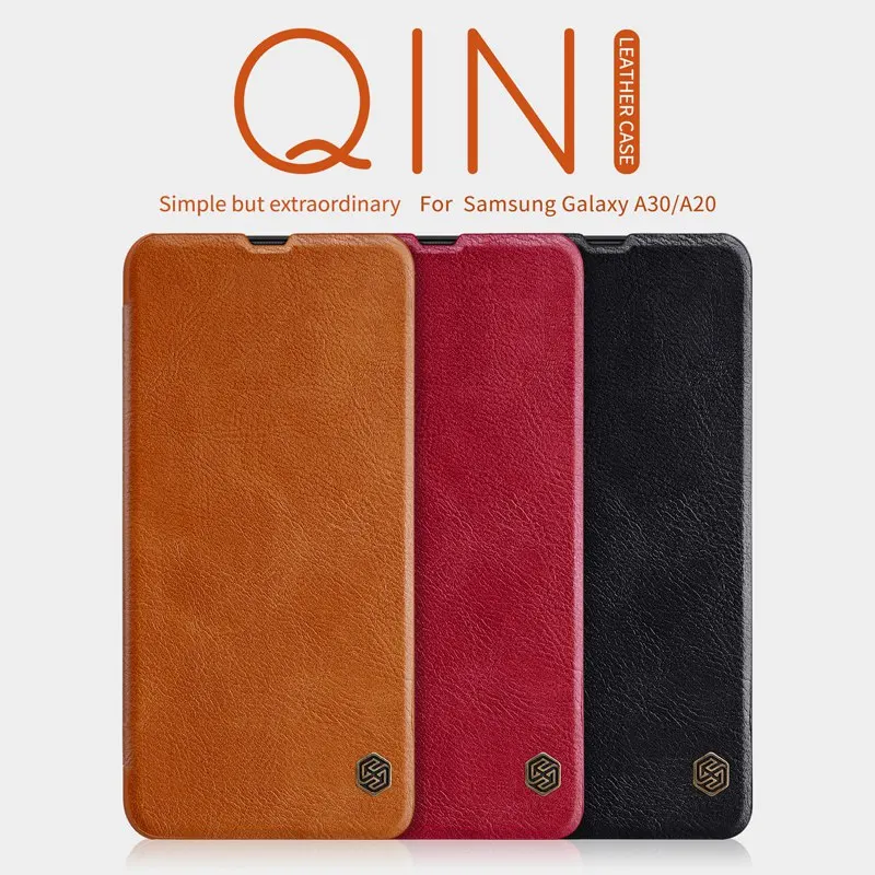 

for Samsung A20 case flip cover, Nillkin QIN PU leather case for Samsung A20 luxury vintage wallet folding book coque on
