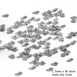 Antique Silver Plated Curved Tube Beads (100pcs)