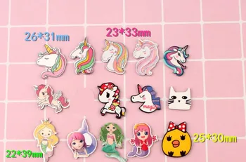 

Cartoon unicorn mermaid princess acrylic Planar Cabochons Baby Girl Resin Flat Back DIY Hair Bow Handmade Materials