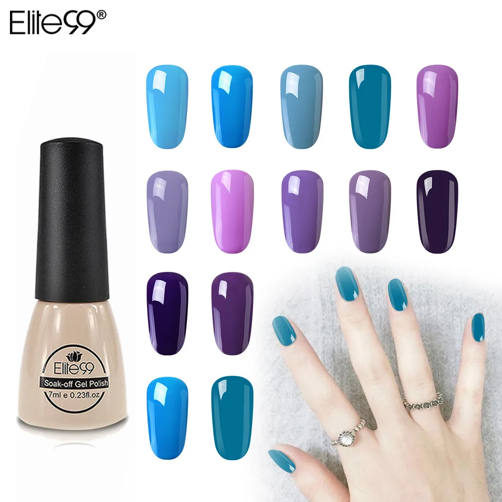 

Elite99 Gel 1Pcs 7ML Gel Nail polish Purple Colors Soak Off UV LED Glitter Nail Art Semi Permanent Gel Lacquer Primer For Nails