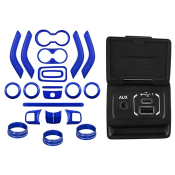 

1 Set Car Decoration Steering Wheel Center Console Air Outlet Trim & 1 Pcs Center Console AUX USB Port