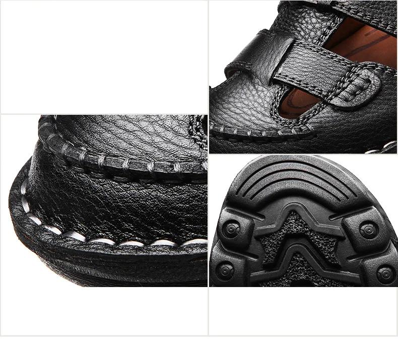 Классические сандалии из телячьей кожи высокого качества; летние мужские сандалии ручной работы; модные удобные мужские пляжные кожаные туфли; размер 48