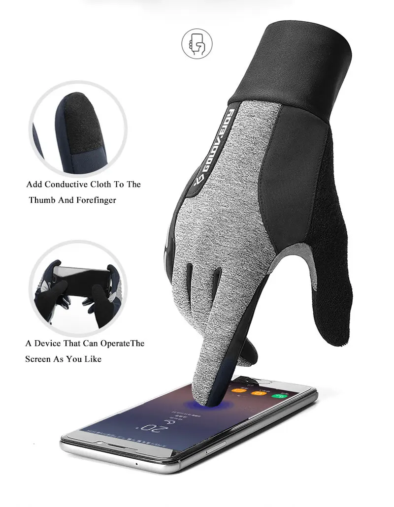 JLETOLI, зимние Нескользящие теплые походные перчатки с сенсорным экраном, мужские спортивные перчатки на весь палец, военные тактические перчатки