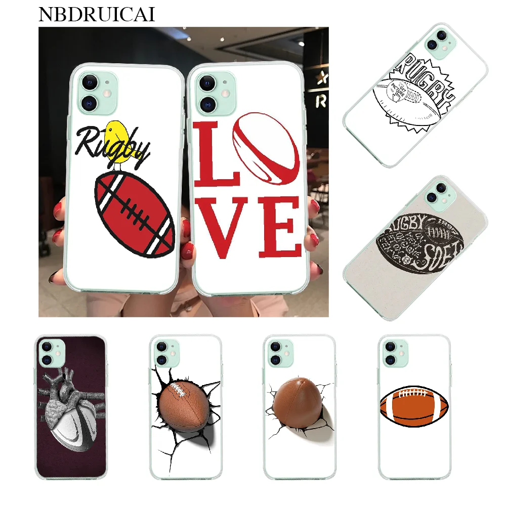 NBDRUICAI Силиконовый ТПУ чехол для телефона регби мяч Корпус iPhone 11 pro XS MAX 8 7 6 6S Plus X 5S SE