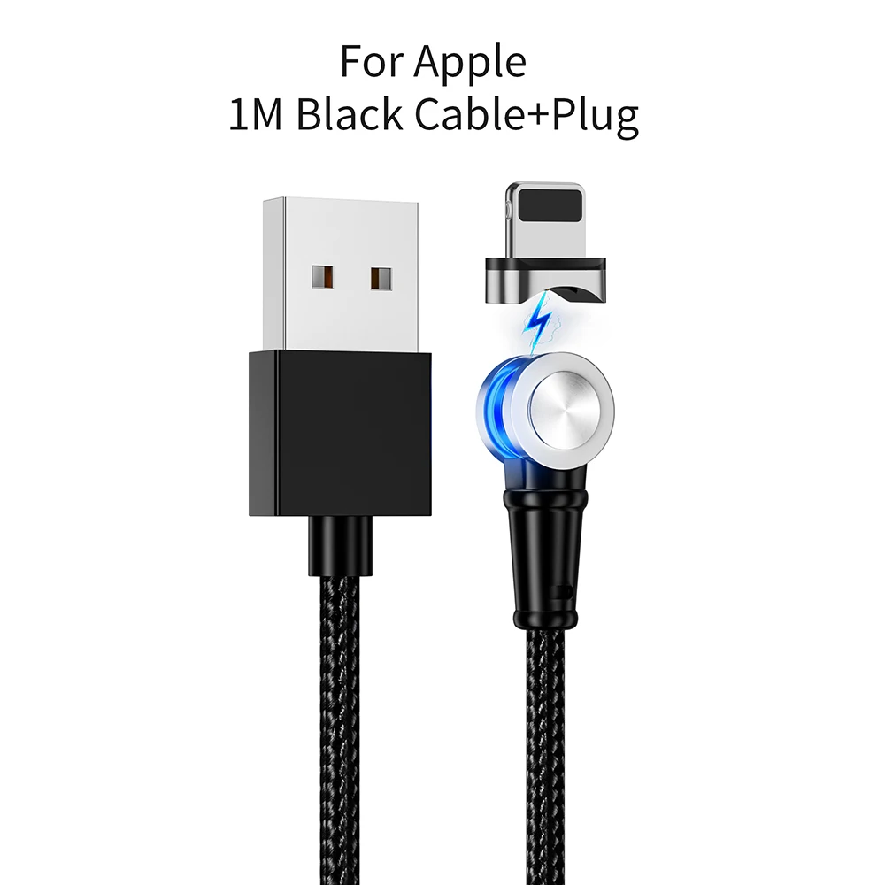 Black Apple Магнитный Micro USB кабель ioseaks для iPhone, samsung, huawei, usb type-C, кабель для зарядки мобильных телефонов, USB C, Магнитный зарядный провод, шнур - Цвет: Black Apple