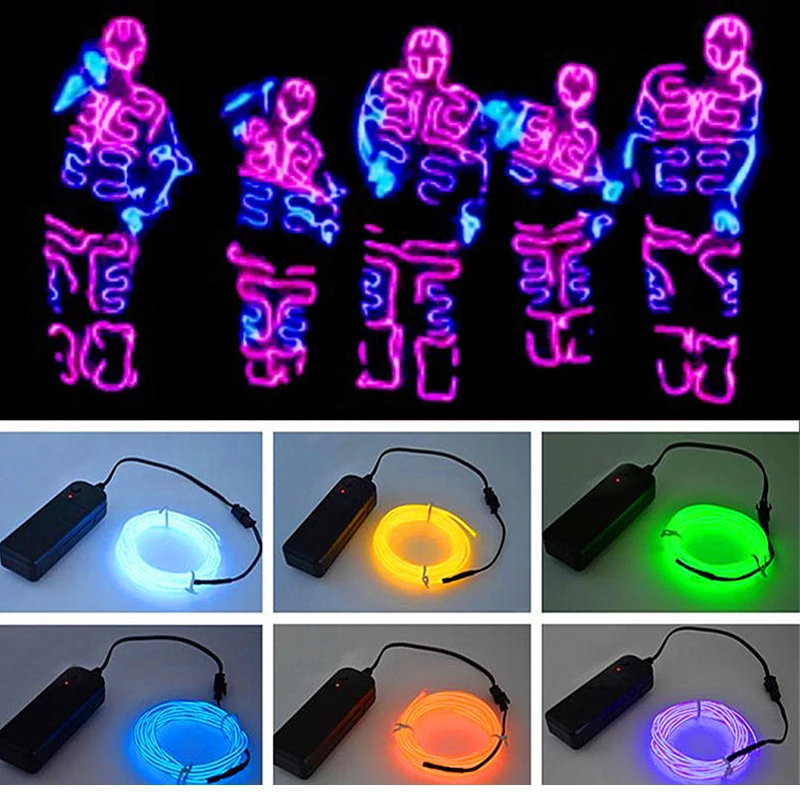 

Glow EL Wire Cable LED Neon Christmas Dance Party DIY Costumes Clothing Luminous Car Light Decoration Clothes Ball Rave 3 m/5 m