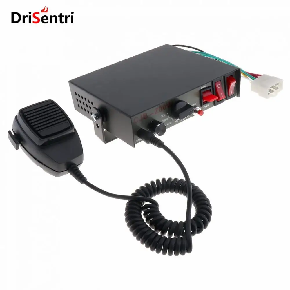 

12V 200W 8 Sound Speaker Car Warning Alarm Police Fire Siren Horn PA with MIC System New