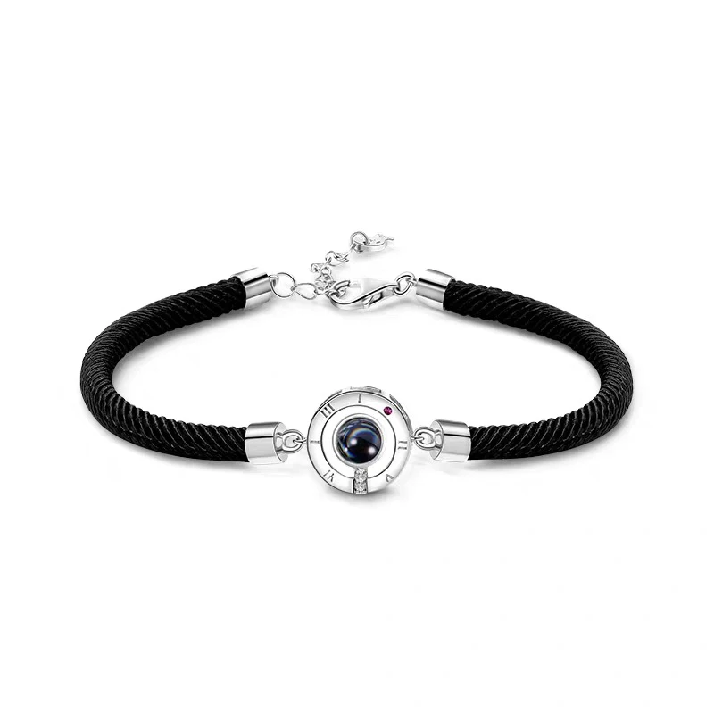 Fewelry браслет 100 языков "I love you" Проецирование Шарм пара браслет для женщин любовника модный подарок - Окраска металла: black