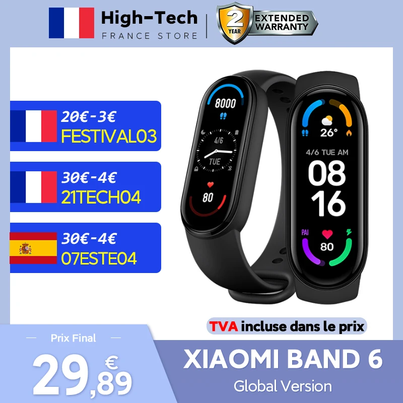 Умный Браслет Xiaomi Mi Band 6 водонепроницаемый фитнес трекер с AMOLED экраном функцией