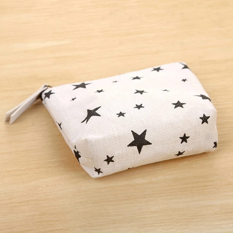 Simple Creative Canvas Coin Purses Dot Small Tree Star Sign Small Change Wallet Canvas Coin Purses Child Gift
