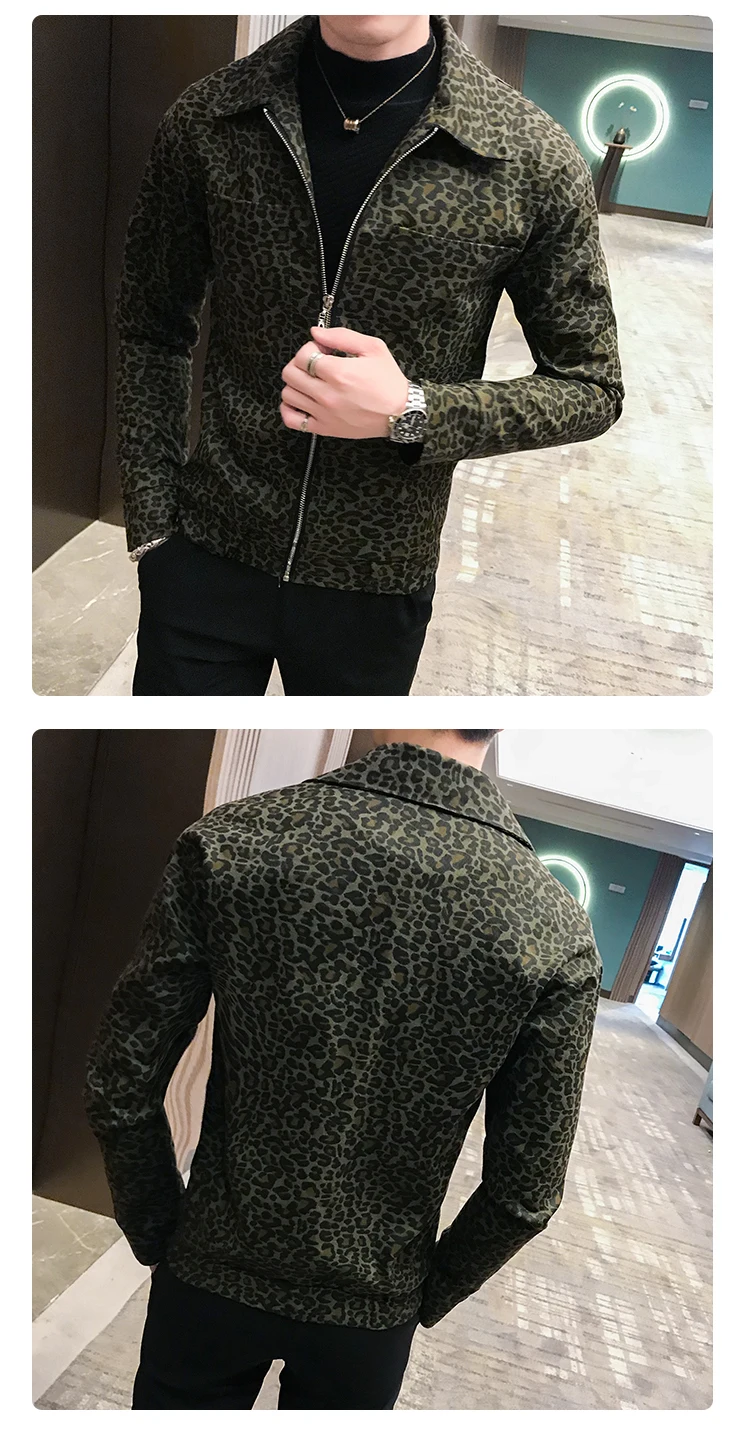 Мужская осенняя куртка на молнии с леопардовым принтом, Свободное пальто, Chaqueta Hombre, повседневная мужская куртка, s Chaqueta Hombre, куртка-бомбер