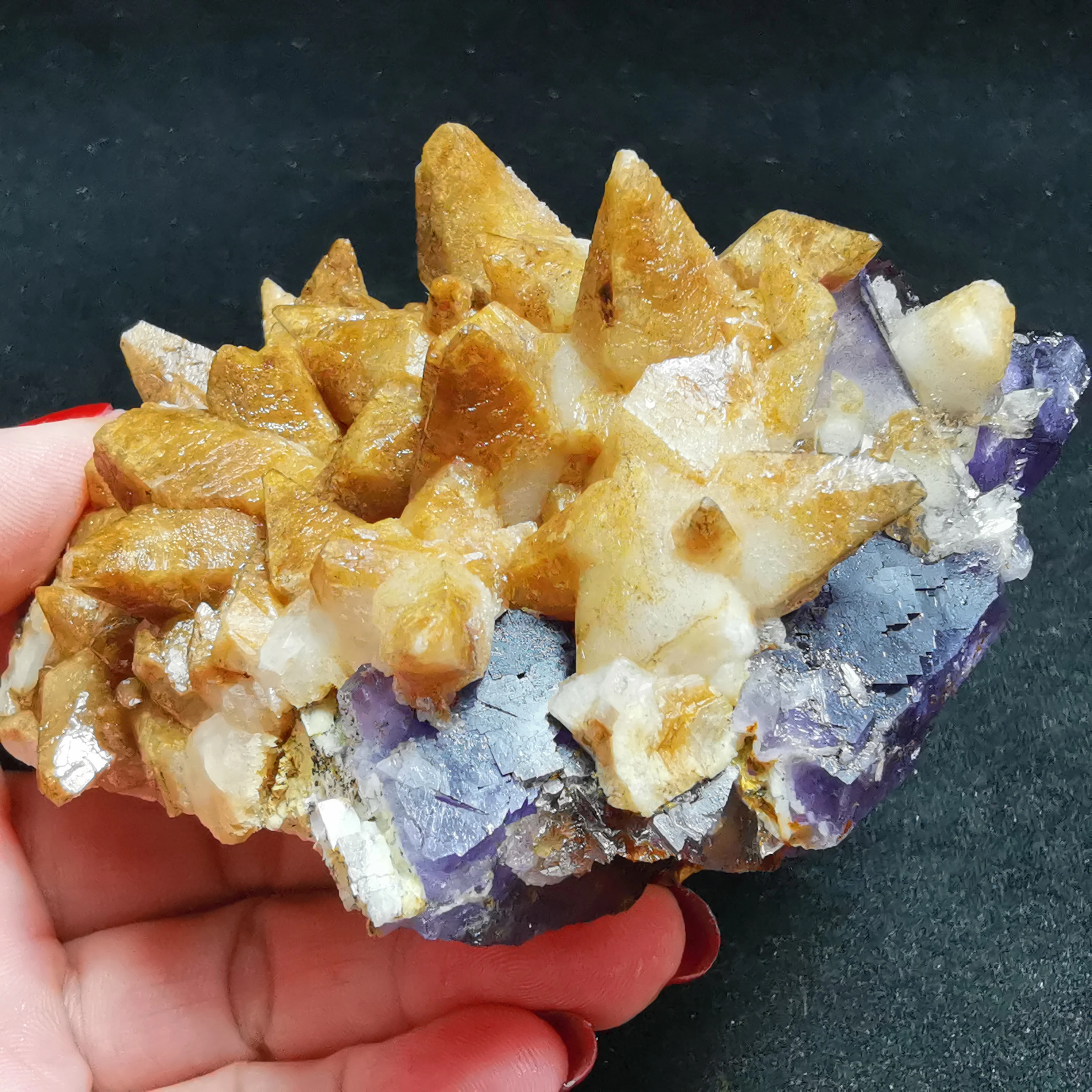 

289.9gNatural rare purple fluorite and calcite mineral specimen HEALING CRYSTAL QUARTZ GEM