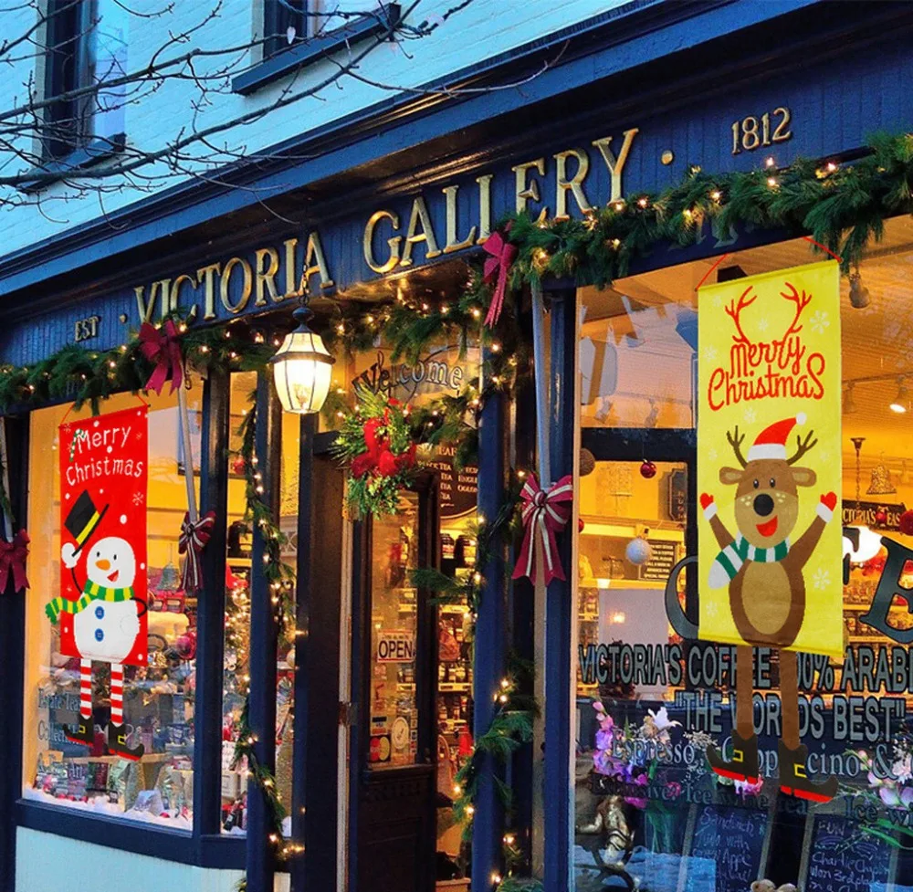  Christmas Banners Curtain Decoration Door Hanging Painting Hanging Flag (8)