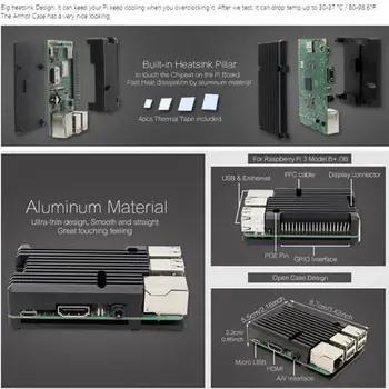 

Metal 4th generation shell Raspberry Pi 4th generation b+ accessories cooling 4b alloy box aluminum shell W8G4