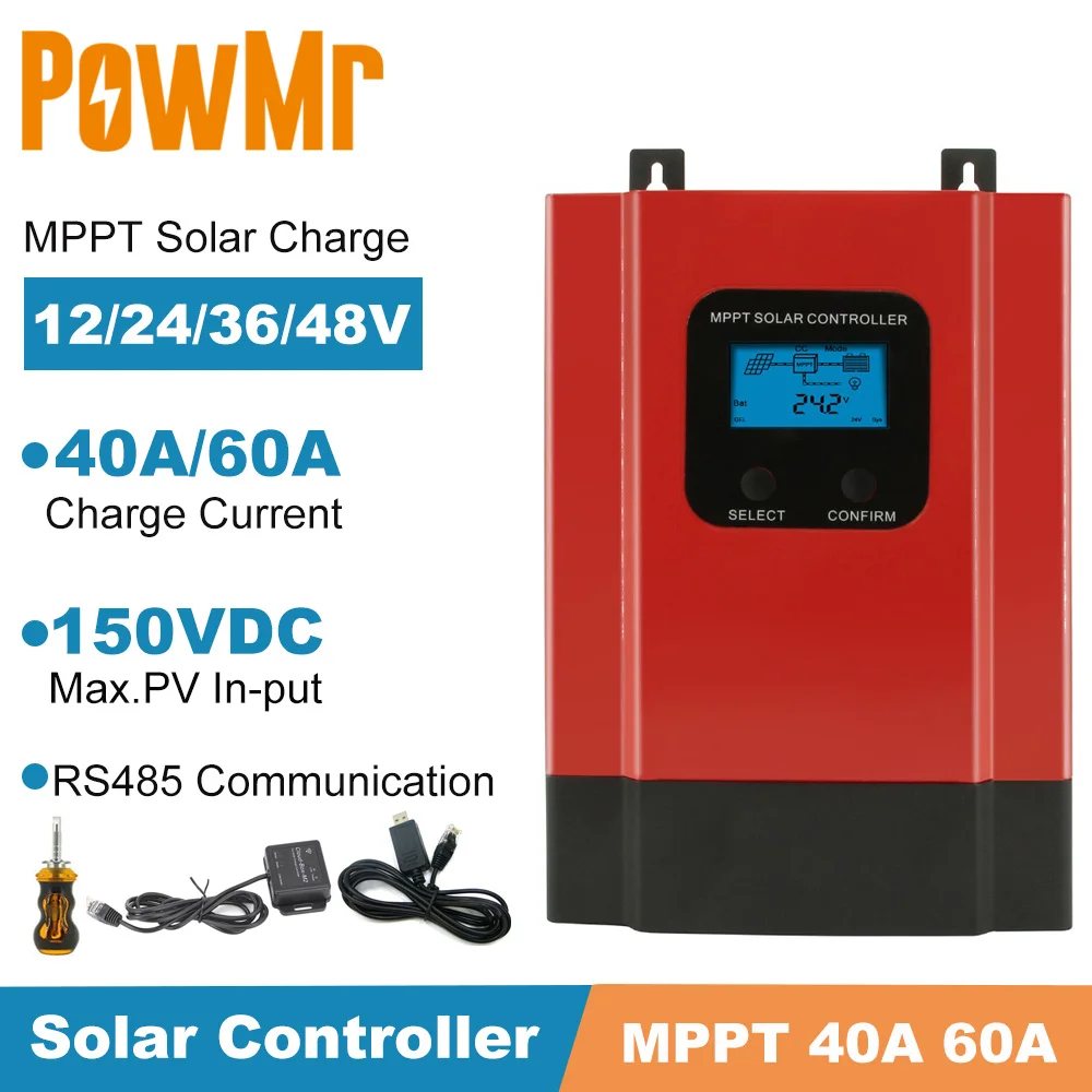ESmart3 12V 24V 36V 48V 60A 40A MPPT Solar Charge Controller Auto Max 150V PV Input Backlight LCD RS485 WIFI Mobile APP Control 1