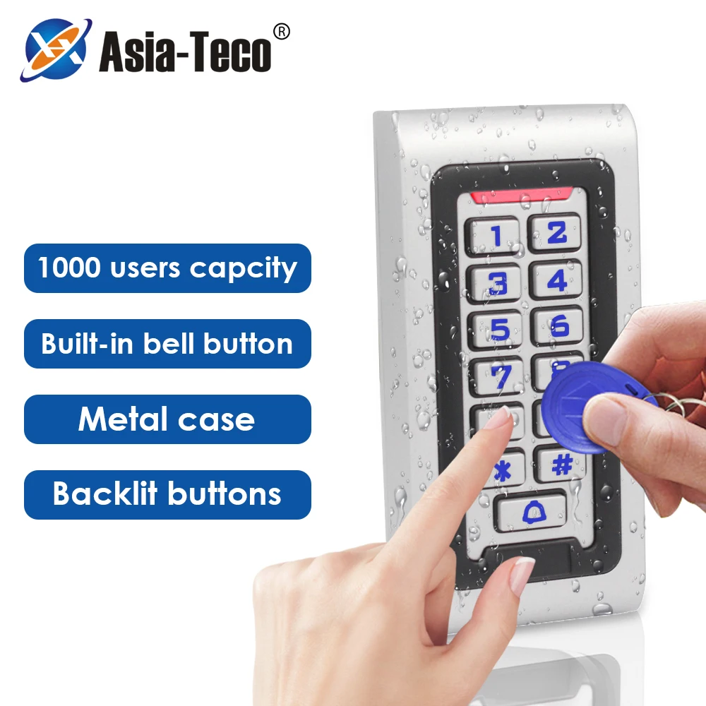 

Waterproof Backlight RFID Door Access Control Reader Keypad 1000 Users door bell 125KHz EM Card Door Opener