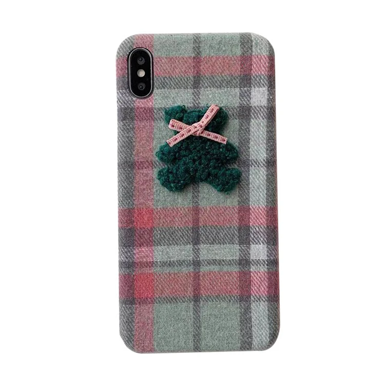 Роскошный Британский стиль плюшевый 3D Медведь чехол для телефона iphone 11 11Pro Max 7 8 Plus X XS Max XR Cortex классический стиль девушки задняя крышка - Цвет: Черный