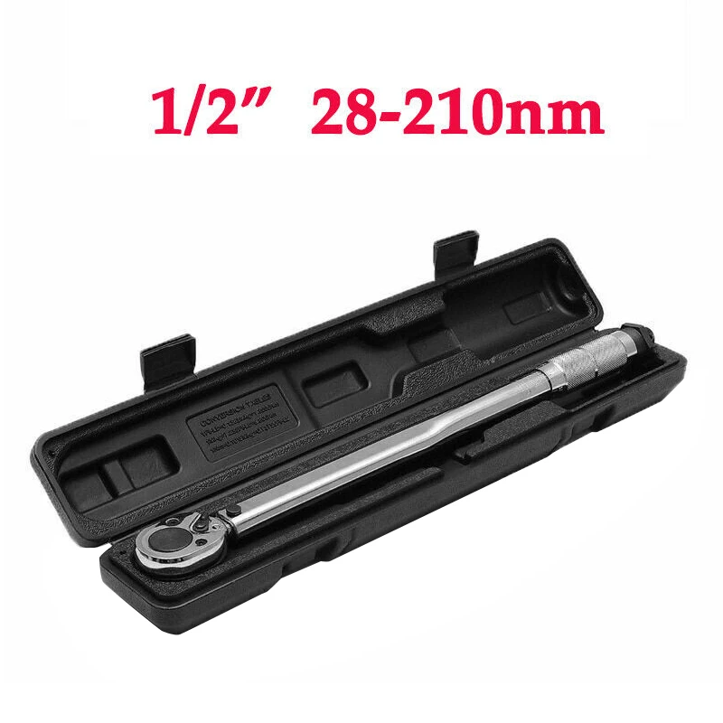 

1Pc 1/2" 28-210Nm 20kg Bike Two-way Torque Wrench Kit Ratcheting Square Drive With Extension Socket 6-6 Hand Repair Spanner Tool