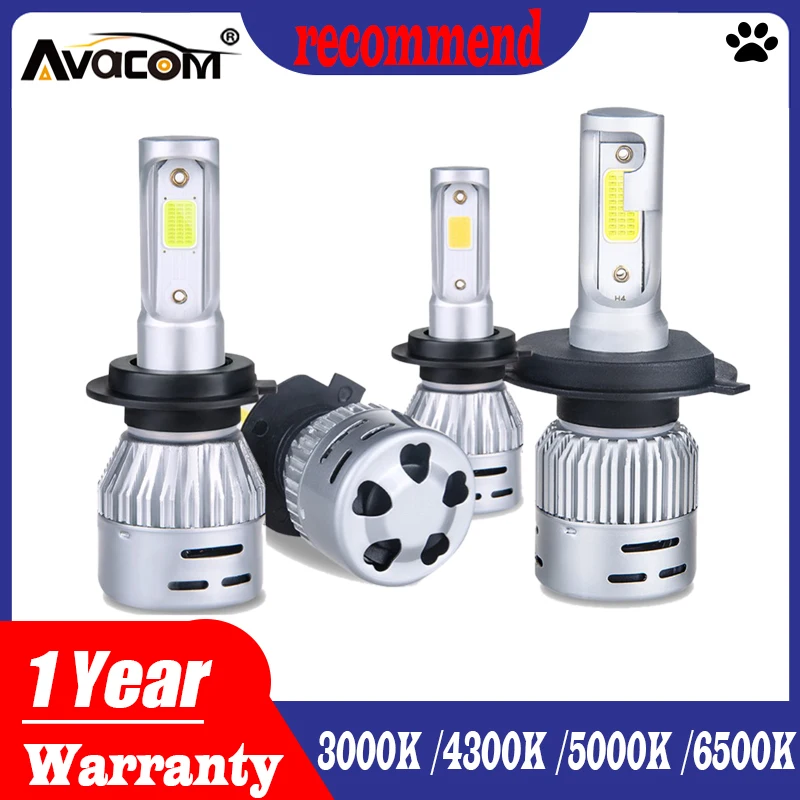 Avacom светодиодный H4 H7 фар автомобиля лампы 3000K 4300K 6500K 8000K 12V 8000LM H1 H11 HB3 9006 HB4 9005 72 Вт COB