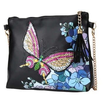 

DIY Flower Special Shape Diamond Painting Chain Shoulder Bag Leather Women Clutch Storage Bag Christmas Gift for Girlfriend