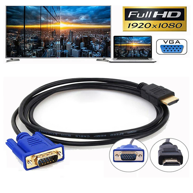 HDMI-совместимый с 15-контактным VGA-кабелем 1 8 м AV-адаптер разветвитель подходит для