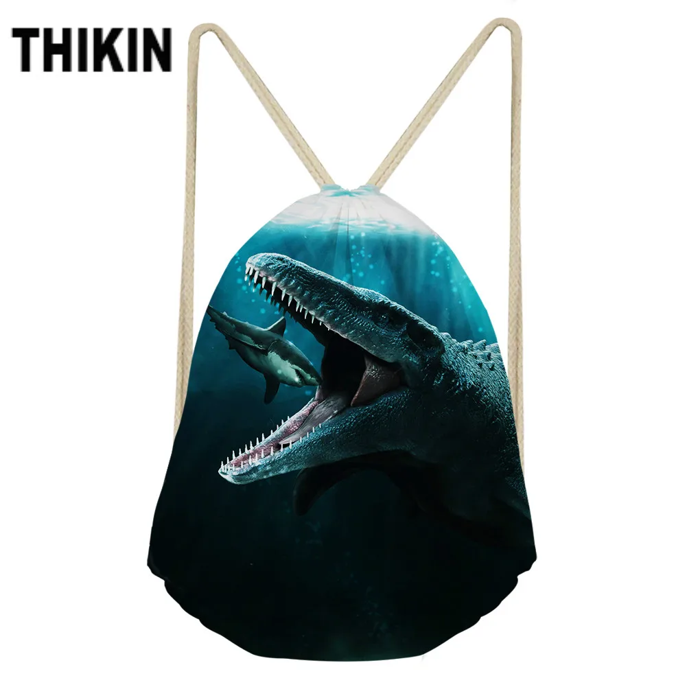 ThiKin 3D Mosasaurus Динозавр Печать Drawstring Сумка модные сумки на плечо Нижнее белье животные шаблон персонализированные высокой емкости