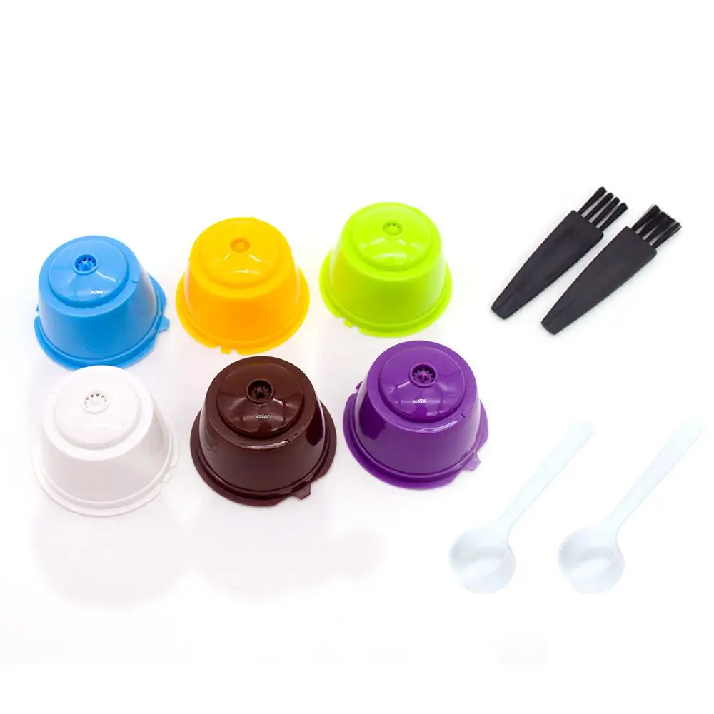 6PCS Reusable Coffee Capsules Refillable Coffee Filters Cup Coffee Pods Compatible with all Nescafe Dolce Gusto Nestle machines - Color: Colorful