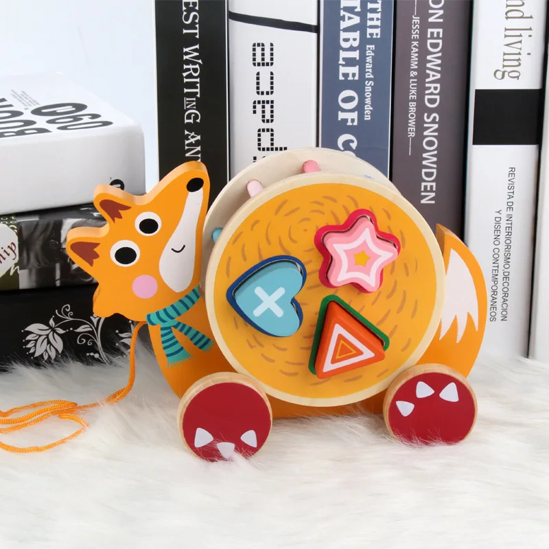 

Animal Shape Matching Tractor Children Wood Card Trailer Boy Baby Early Childhood Educational Toy Car Small Car