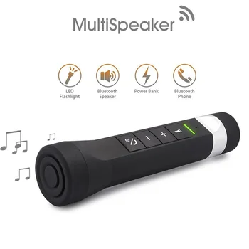 

Multi-function Music Torch Wireless Portable Bluetooth Speaker With Fm Radio Sd Mp3+Backup Power Bank Charger Flashlight