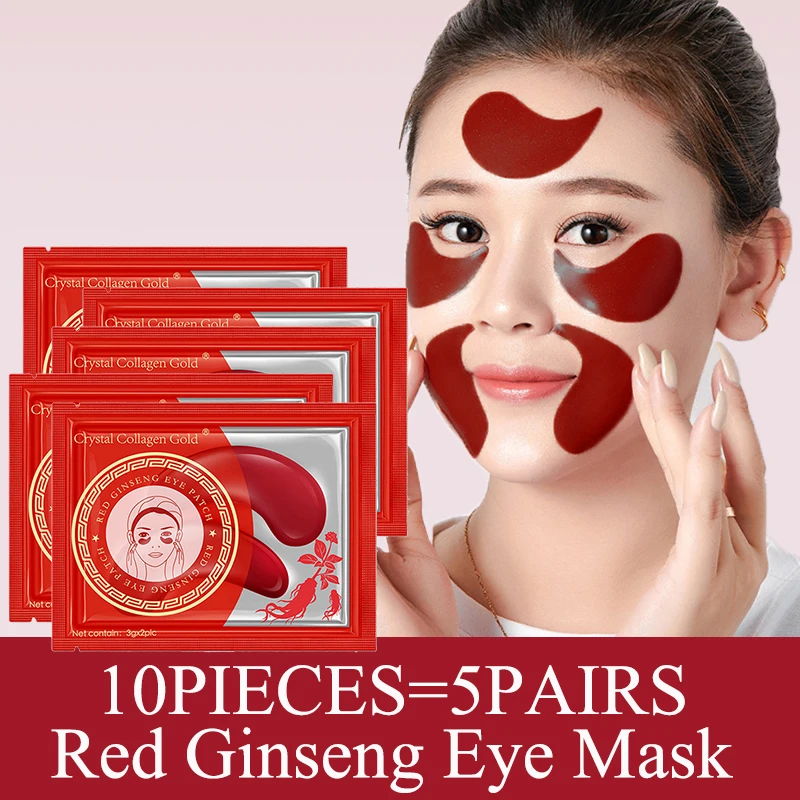 

10Pcs Crystal Collagen Gold Eye Mask Anti-Aging Dark Circle Acne Beauty Patches Skin Care Korean Cosmetics Red Ginseng Eye Patch