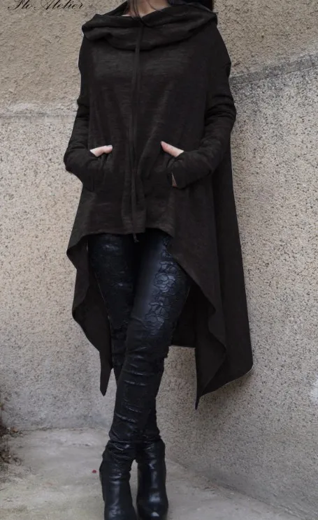 Fashion Trends New European and N Pure Color Long Hoodie 2