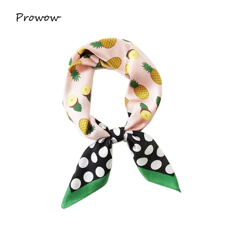 

70*70cm Women's Scarf Spring Summer Striped Silk Square Scarves Girls Printed Handkerchief Chiffon Scarf Neck Accessory FJ064