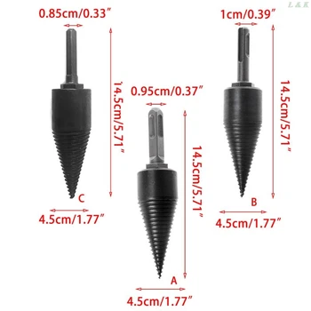 

14.5x4.5cm Firewood Machine Drill Wood Cone Reamer Punch Driver Drill Bit Split U50A