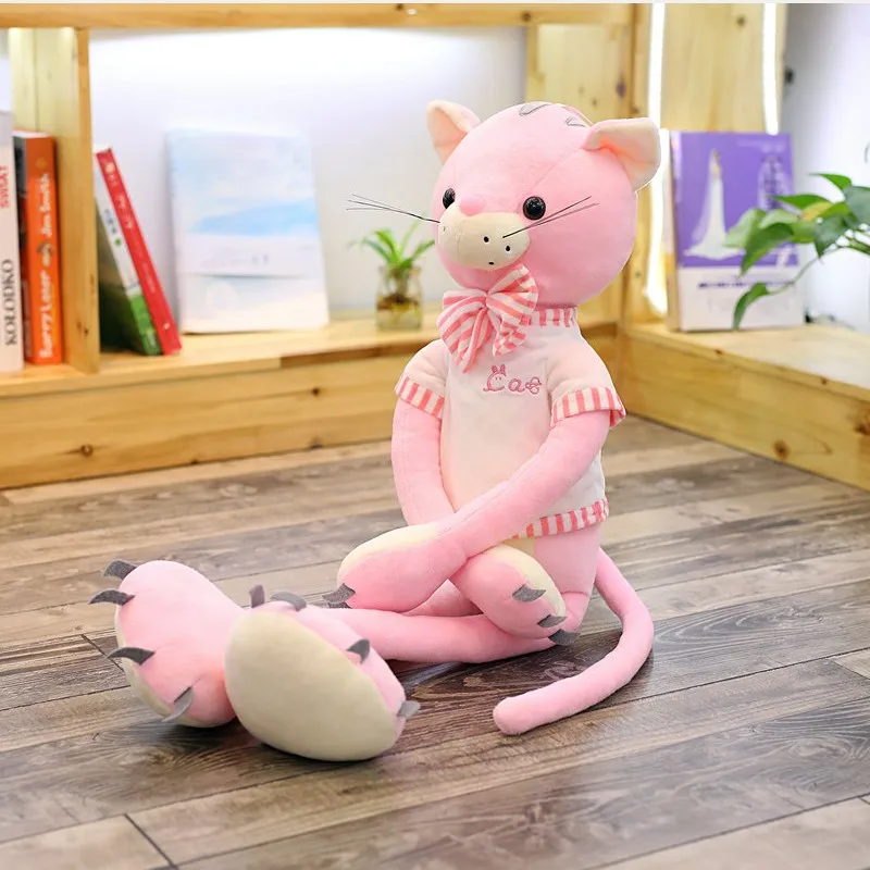 Каваи розовый цвет кошка животное кошка с длинными ногами дети X'mas кукла игрушка детский подарок