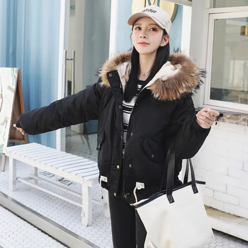 

Photo Shoot 2018 New Style Korean-style Students Fashion Harajuku Casual Short Cotton-padded Clothes Cotton Coat Thick Coat Fash