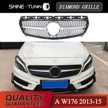 Front grille W176 Diamond grill Suitable for A Class W176 GT GTR Grille A45 A180 A200 A260 2013-15 without emblem