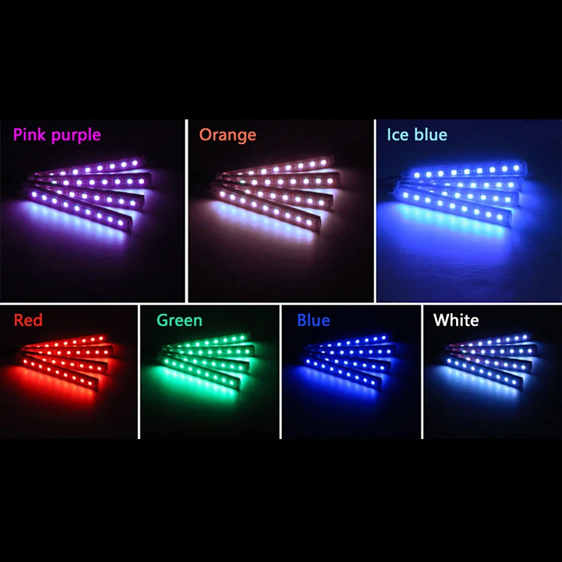 CARCTR 4 шт. 9 светодиодный ных лент разноцветные RGB управление звуком автомобильные
