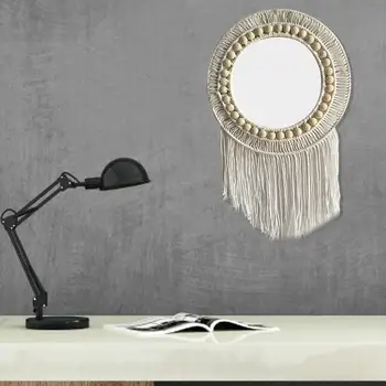 

Macrame Wall Hanging Mirror Boho Geometric Decorative Mirror For Apartment Livingroom Bedroom Dorm Room Entryways Home Decor