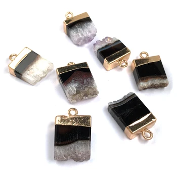 

2020 Natural Stone Pendants rectangle Agated Pendant black Making for Jewelry Necklace Accessories Gift for Women