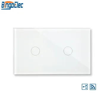

Bingoelec 2 Gang 2 Way Touch Sensor Switch US/AU Standard Remote Wireless 433 MHZ Wall Switch Crystal Glass Panel Light Switch