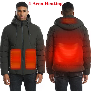 

New 2/4 Area Heated Jacket Fashion Men Women Intelligent USB Electric Heating Thermal Warm Clothes Feather Winter Heated Vest