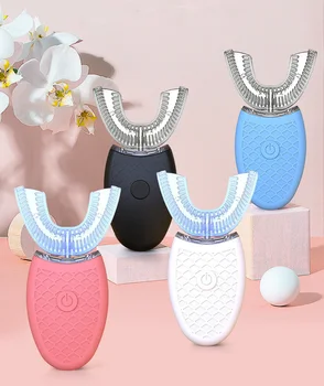 

360 Degrees Intelligent Automatic Sonic Electric Toothbrush U Type Tooth Brush USB Charging Tooth Whitening Blue Light A4