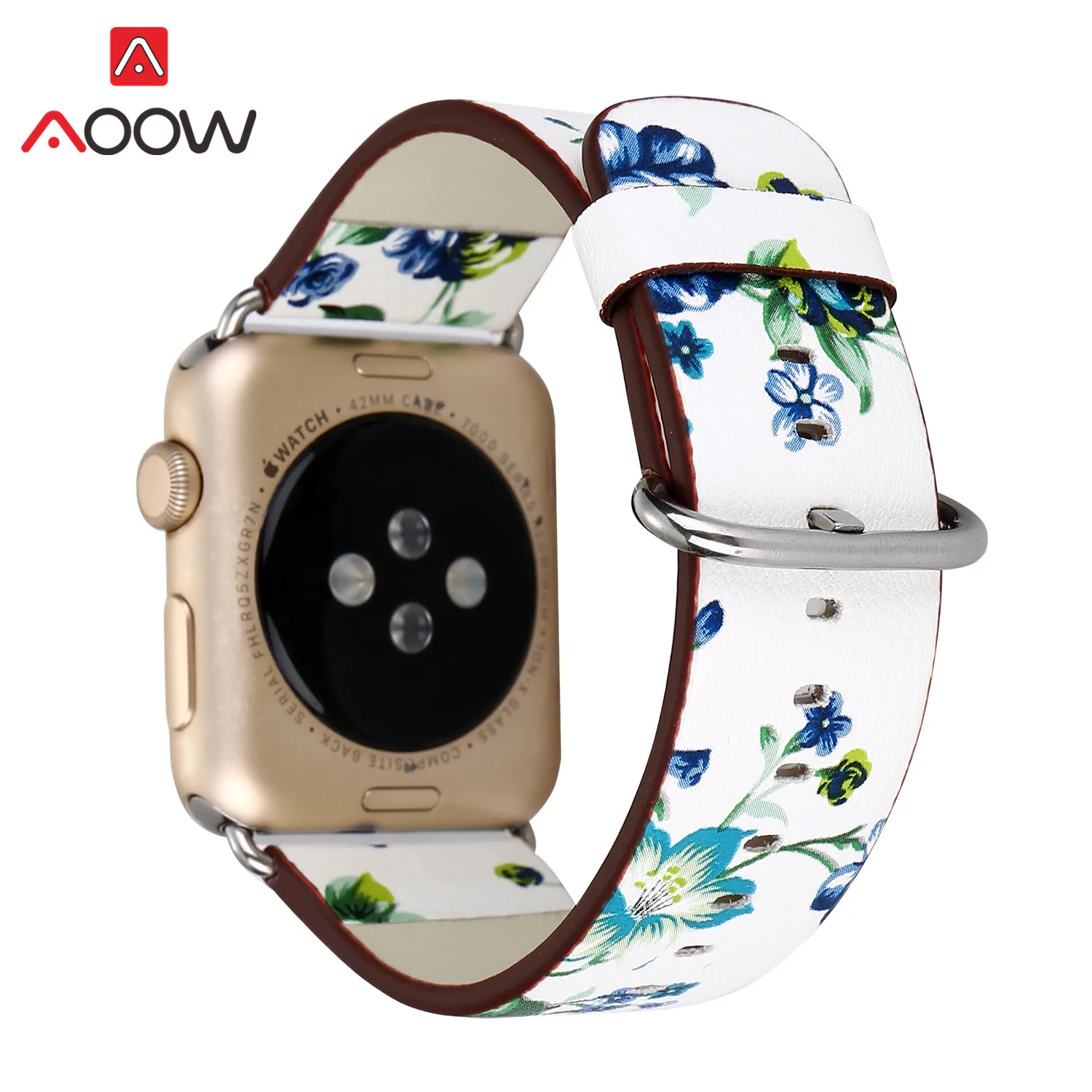 Кожаный ремешок с цветочным принтом для Apple Watch 5, 4, 38 мм, 42 мм, 40 мм, 44 мм, для мужчин и женщин, сменный ремешок для часов, браслет для iWatch 3, 2, 1